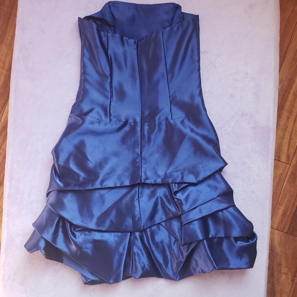 Jessica McClintock Gunne Sax 00s Blue strapless party dress sz 3 new years - Picture 6 of 13